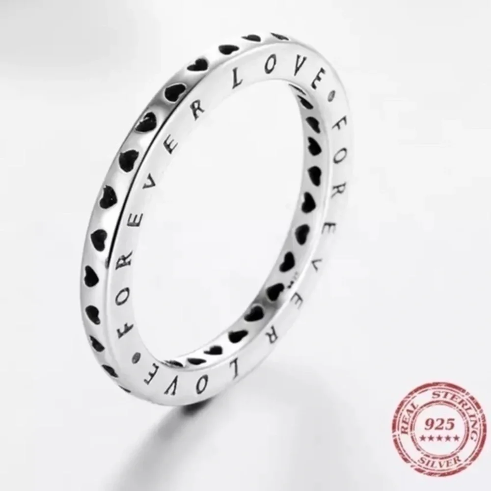 925 Sterling Silver Hollow Hearts Stackable Ring